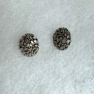 Elegant Silver with Petite Baguette Diamond Stud Earrings